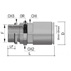 Муфта труба-коробка D-40мм с уплотнением кабеля IP68 М40х1.5 D-20 - 27мм
