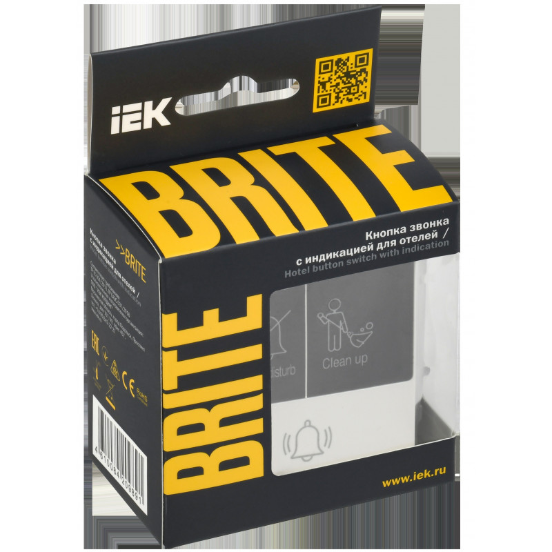BRITE Кнопка звонка с индикацией для отелей 10А ВС10-1-9-БрЖ жемчуг IEK