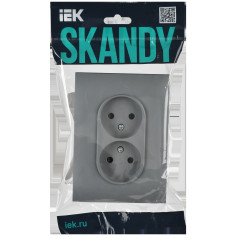 SKANDY Розетка 2-местная без заземления с защитными шторками 10А в сборе SK-R09Gr серый IEK
