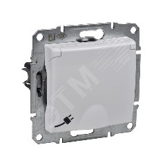 Sedna Розетка с заземлением со шторками с крышкой IP44 в рамку белая