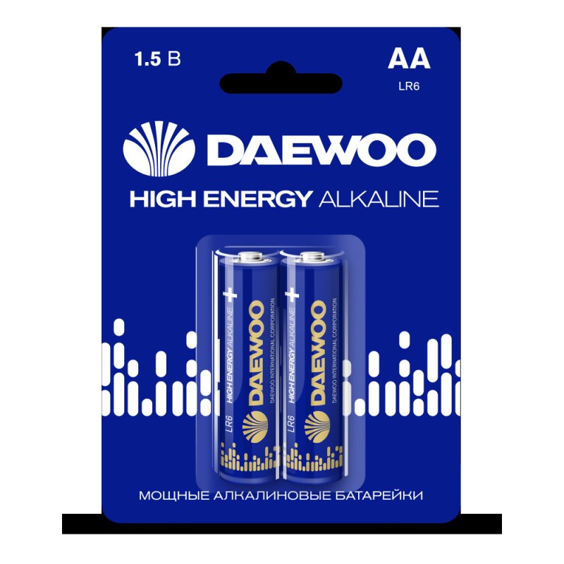 Элемент питания LR 6 (AA) DAEWOO High Energy Alkaline блистер, 2 шт.