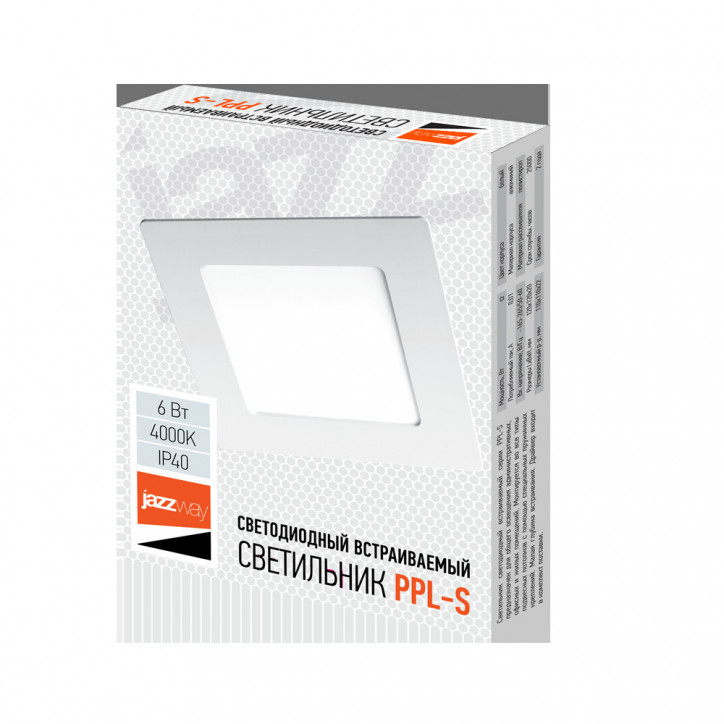 PPL-S 6w 4000K IP40 WH 120мм встр/квадр Jazzway