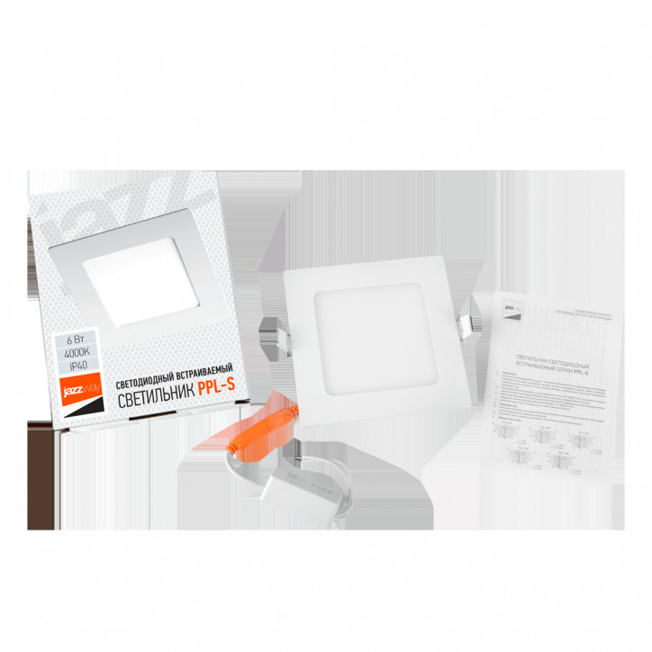 PPL-S 6w 4000K IP40 WH 120мм встр/квадр Jazzway