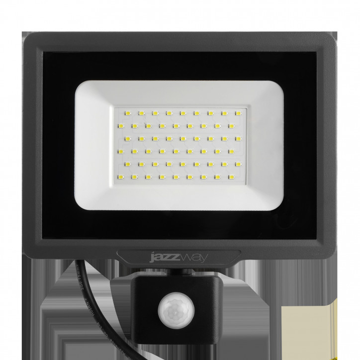 Прожектор светодиодный ДО-50Вт 6500К 4250Лм IP65 с датчиком движения Jazzway Прожектор светодиодный ДО-50Вт 6500К 4250Лм IP65 с датчиком движения Jazzway