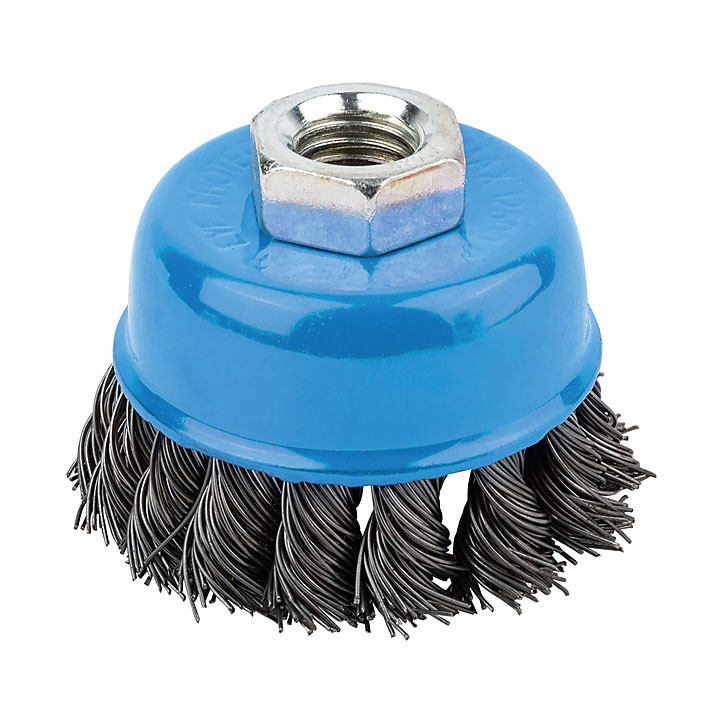 Кордщетка, тип ''чашка'', гайка М14, стальная витая проволока 125 мм Кордщетка, тип ''чашка'', гайка М14, стальная витая проволока 125 мм