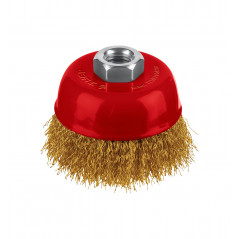 Щетка чашечная для УШМ, жгутированная стальная латунированная проволока 0.3 мм, посад. М14, 75хМ14