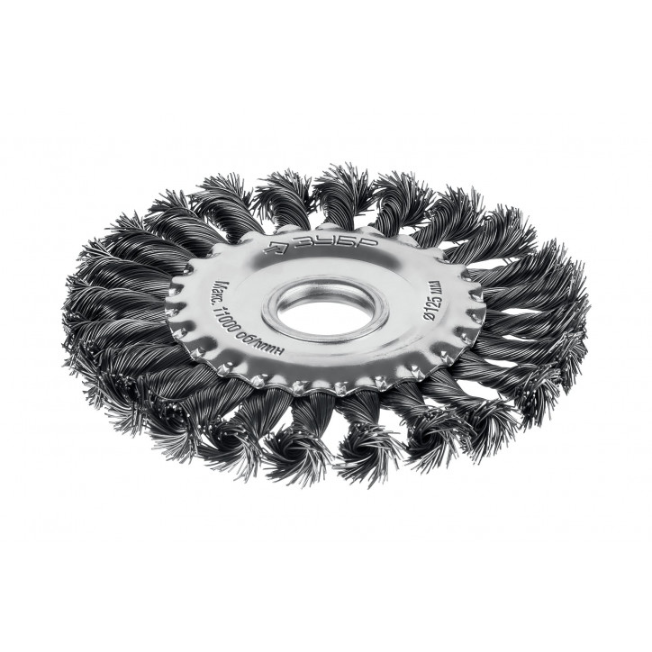 Щетка дисковая для УШМ, жгутированная стальная проволока 0.5 мм, посад. 22 мм, 125х22 мм