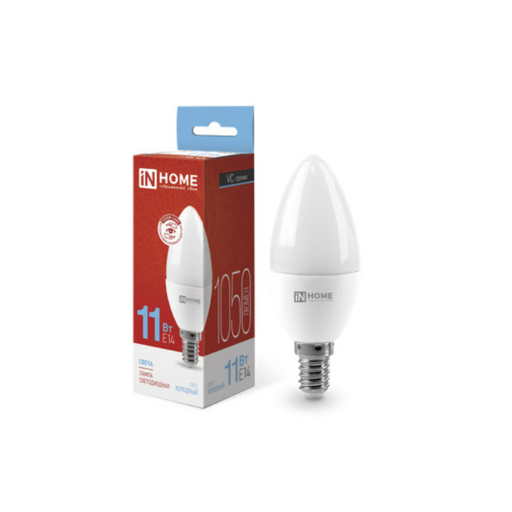 Лампа светодиодная LED-СВЕЧА-VC 11Вт 230В Е14 6500К 1050Лм IN HOME Лампа светодиодная LED-СВЕЧА-VC 11Вт 230В Е14 6500К 1050Лм IN HOME