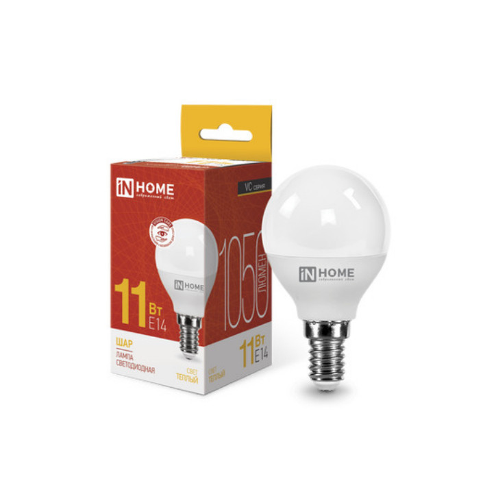 Лампа светодиодная LED-ШАР-VC 11Вт 230В Е14 3000К 1050Лм IN HOME