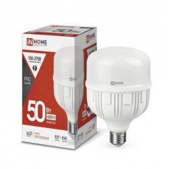 Лампа светодиодная LED-HP-PRO 50Вт 230В Е27 с адаптером E40 4000К 4750Лм IN HOME