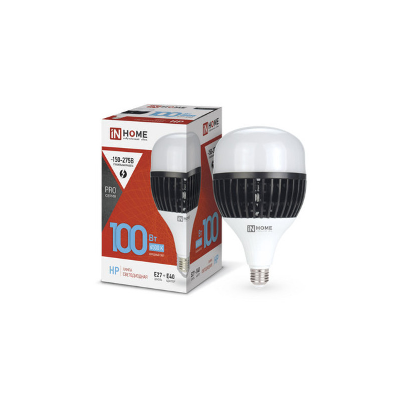 Лампа светодиодная LED-HP-PRO 100Вт 230В E27 с адаптером Е40 6500К 9500Лм IN HOME