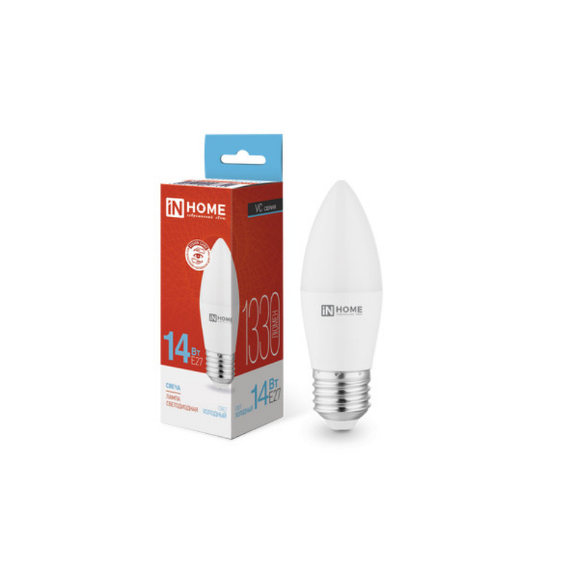 Лампа светодиодная LED-СВЕЧА-VC 14Вт 230В E27 6500K 1330Лм IN HOME
