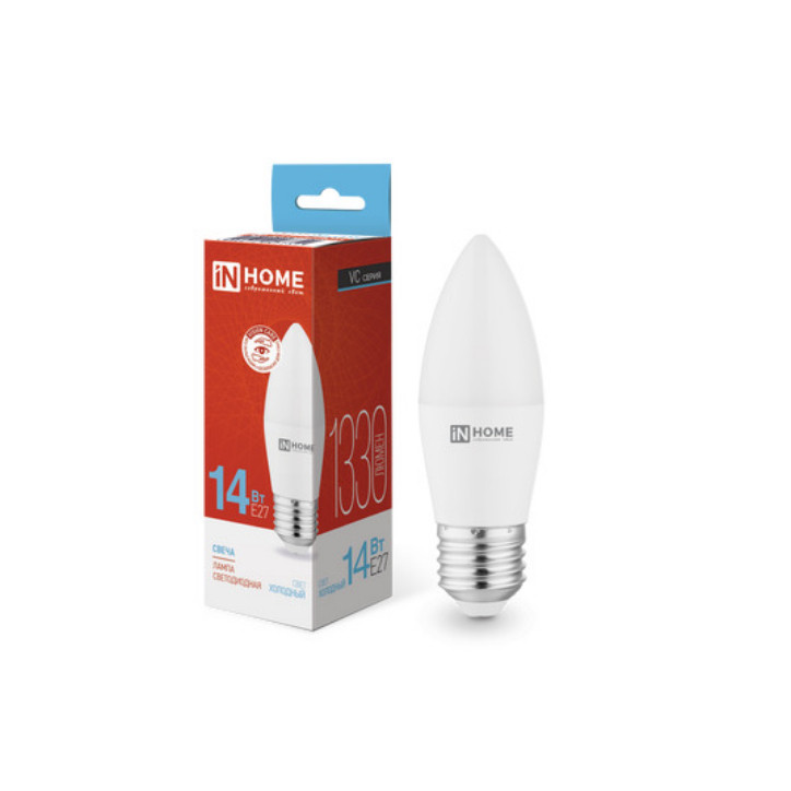 Лампа светодиодная LED-СВЕЧА-VC 14Вт 230В E27 6500K 1330Лм IN HOME Лампа светодиодная LED-СВЕЧА-VC 14Вт 230В E27 6500K 1330Лм IN HOME