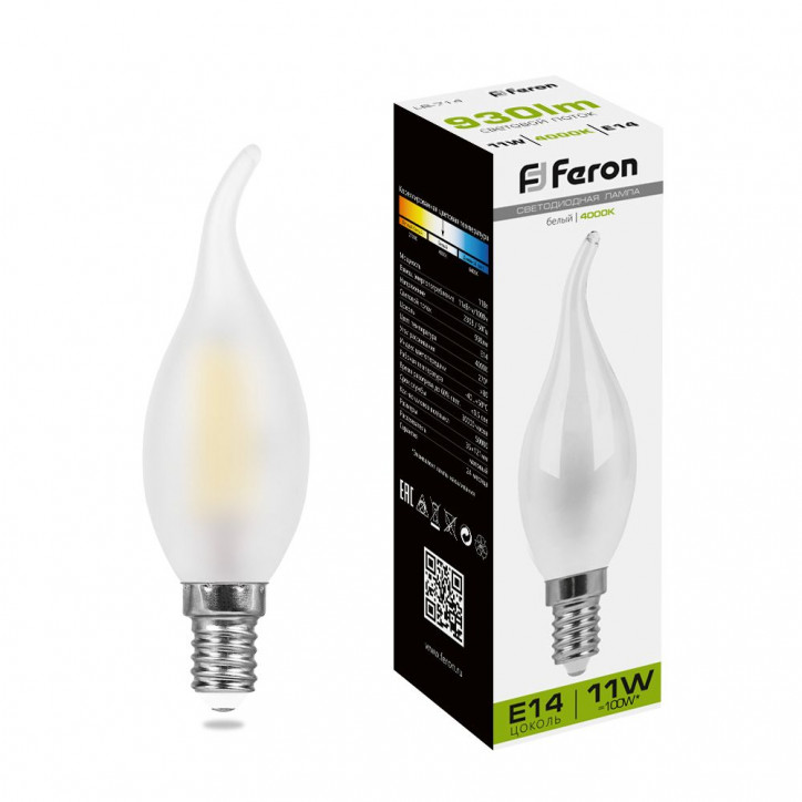 Лампа светодиодная LED 11вт Е14 белый матовая свеча на ветру FILAMENT Лампа светодиодная LED 11вт Е14 белый матовая свеча на ветру FILAMENT