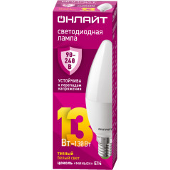 Лампа светодиодная 13вт OLL-C37-13-230-2.7К-E14-FR ОНЛАЙТ