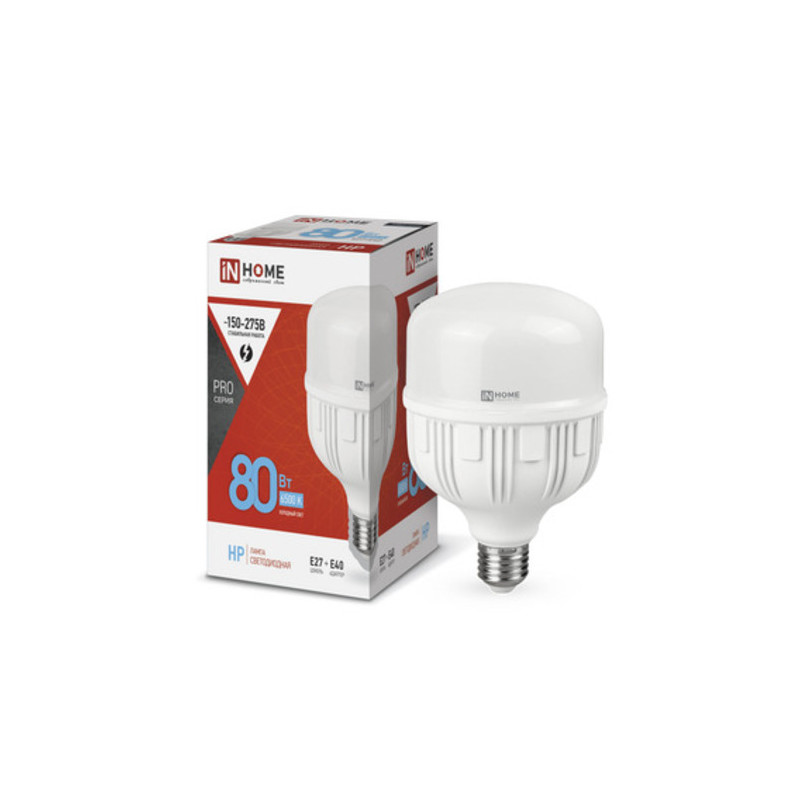 Лампа светодиодная LED-HP-PRO 80Вт 230В E27 с адаптером Е40 6500К 7600Лм IN HOME