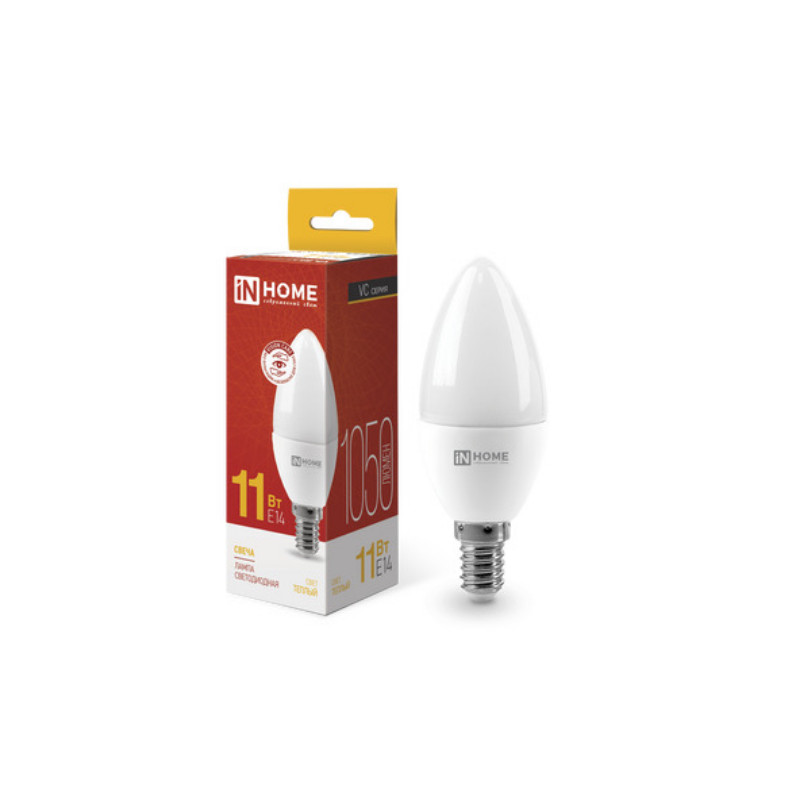 Лампа светодиодная LED-СВЕЧА-VC 11Вт 230В Е14 3000К 1050Лм IN HOME