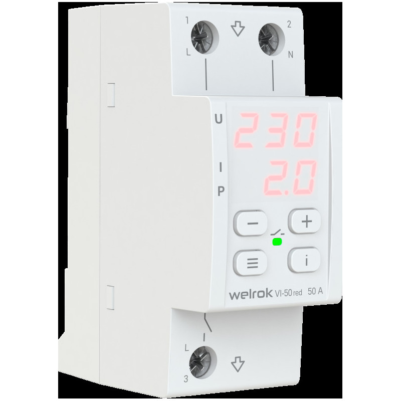 Реле напряжения c контролем тока Welrok VI-50 red