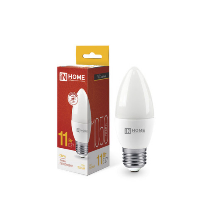 Лампа светодиодная LED-СВЕЧА-VC 11Вт 230В Е27 3000К 1050Лм IN HOME Лампа светодиодная LED-СВЕЧА-VC 11Вт 230В Е27 3000К 1050Лм IN HOME