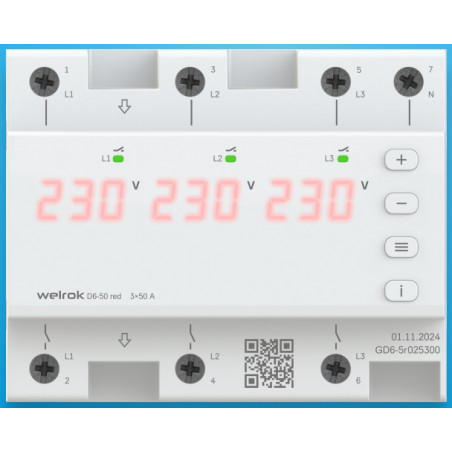 Реле напряжения welrok D6-50 red