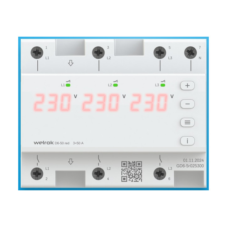 Реле напряжения welrok D6-50 red