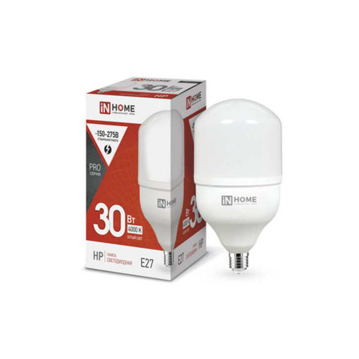 Лампа светодиодная LED-HP-PRO 30Вт 230В Е27 4000К 2850Лм IN HOME Лампа светодиодная LED-HP-PRO 30Вт 230В Е27 4000К 2850Лм IN HOME