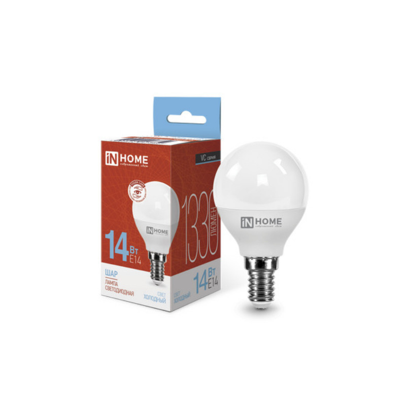 Лампа светодиодная LED-ШАР-VC 14Вт 230В E14 6500K 1330Лм IN HOME