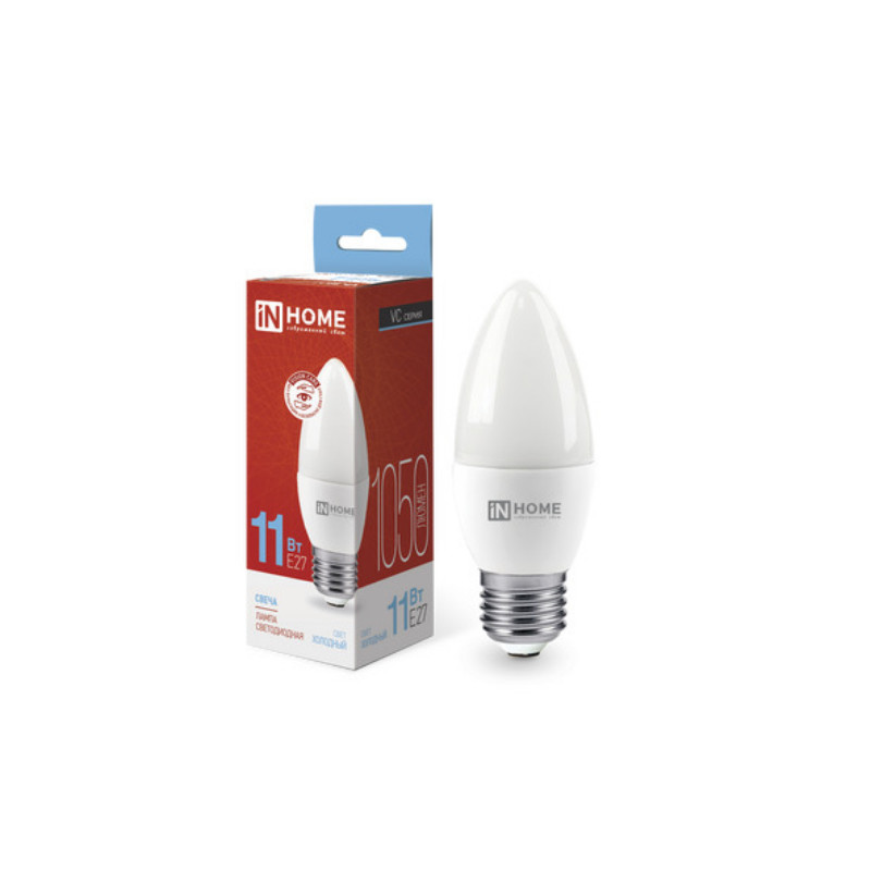 Лампа светодиодная LED-СВЕЧА-VC 11Вт 230В Е27 6500К 1050Лм IN HOME