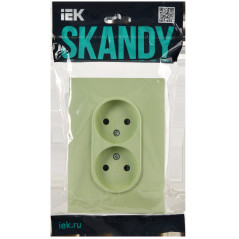 SKANDY Розетка 2-местная без заземления с защитными шторками 10А в сборе SK-R09G мятный IEK