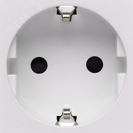 Розетка с заземлением - безвинтовые зажимы - со шторками 16А 250В - 90°- 2 модуля - белый