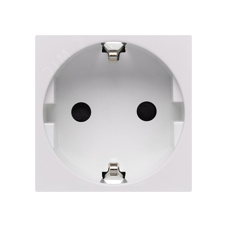 Розетка с заземлением - безвинтовые зажимы - со шторками 16А 250В - 90°- 2 модуля - белый