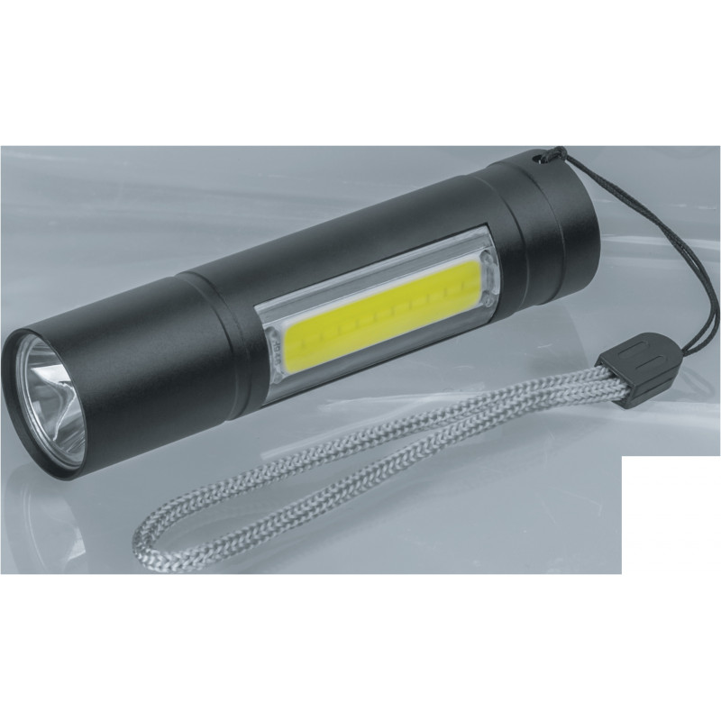 Фонарь светодиодный NPT-KC06-ACCU брелок алюминиевый 1LED(1Вт)+1СOB LED(3Вт) 3 режима