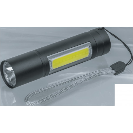 Фонарь светодиодный NPT-KC06-ACCU брелок алюминиевый 1LED(1Вт)+1СOB LED(3Вт) 3 режима