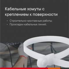 Хомут P6.6 с монтажным отверстием, белый, 7,8x380