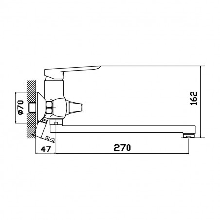 Смеситель для ванны шаровый L-30, с переключателем душа хром