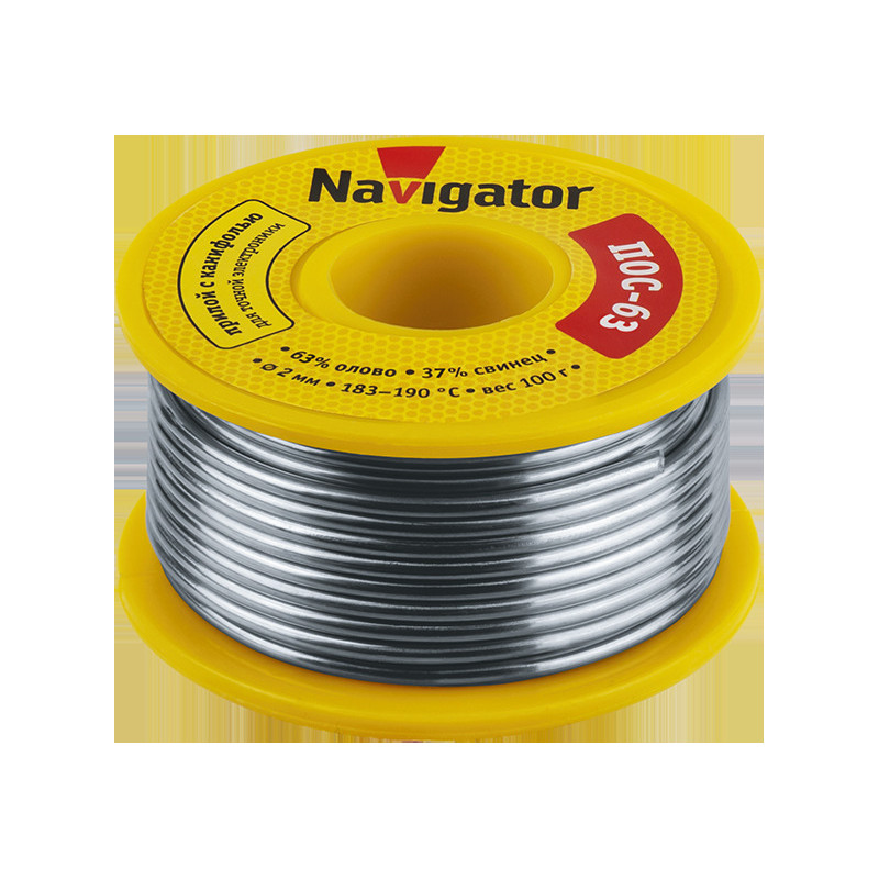 Припой NEM-Pos05-63K-2-K100 (ПОС-63, катушка, 2 мм, 100 гр) Navigator