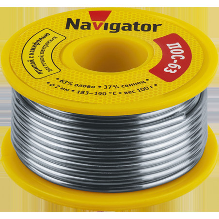 Припой NEM-Pos05-63K-2-K100 (ПОС-63, катушка, 2 мм, 100 гр) Navigator