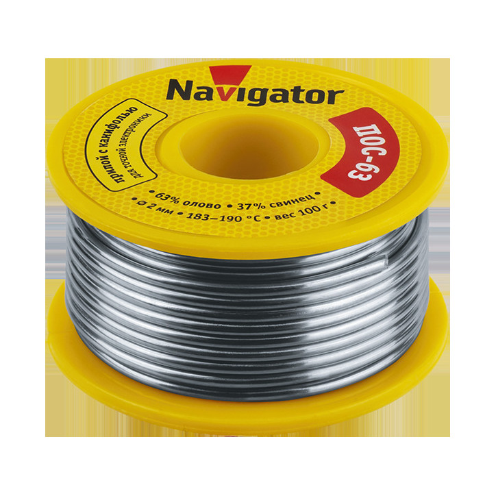 Припой NEM-Pos05-63K-2-K100 (ПОС-63, катушка, 2 мм, 100 гр) Navigator