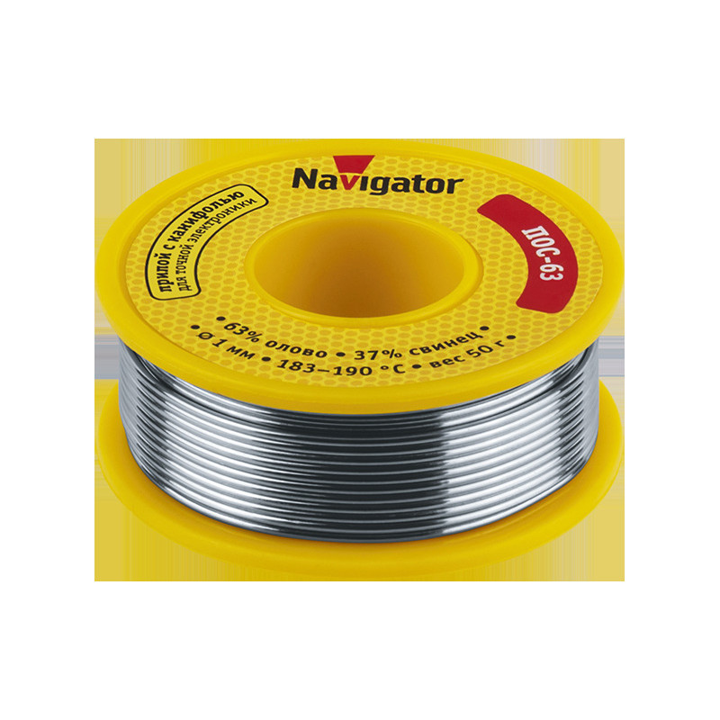 Припой NEM-Pos05-63K-1-K50 (ПОС-63, катушка, 1 мм, 50 гр) Navigator