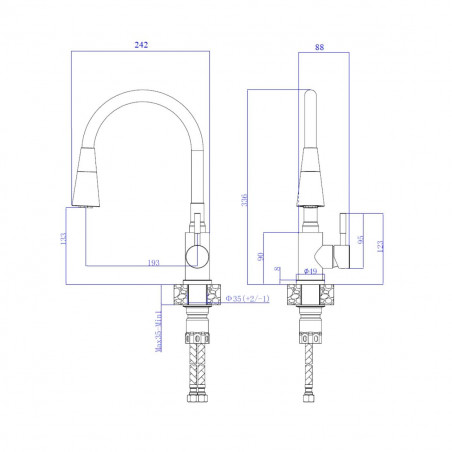 Смеситель для кухни шаровый с силиконовым изливом белый нержавеющая сталь