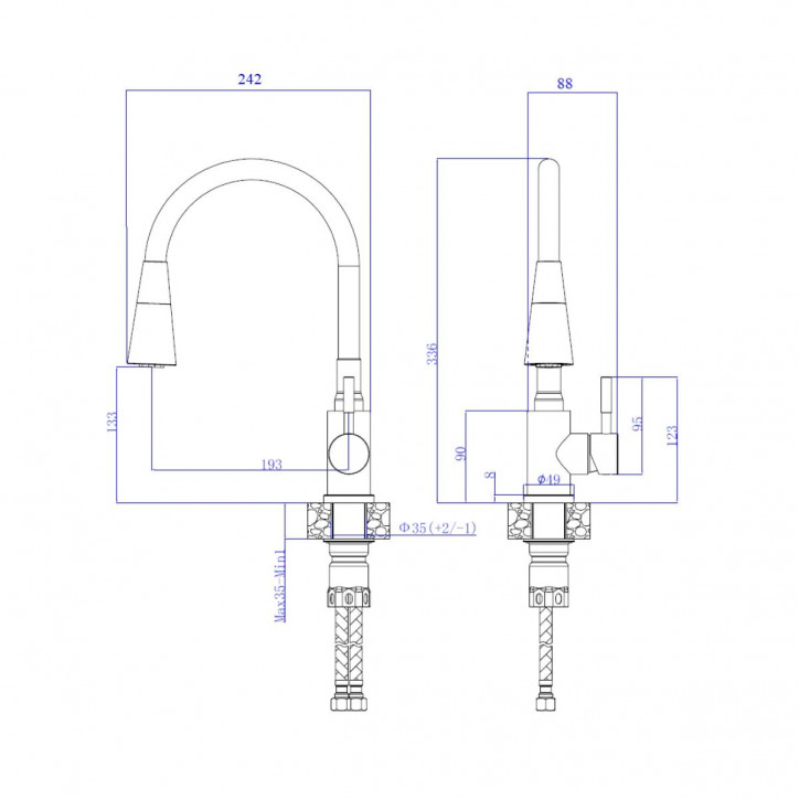 Смеситель для кухни шаровый с силиконовым изливом белый нержавеющая сталь