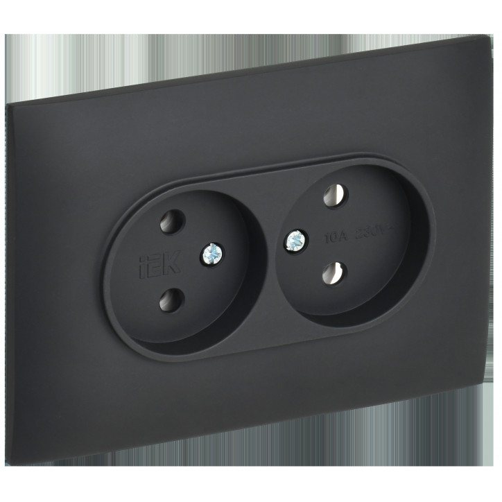 SKANDY Розетка 2-местная без заземления без защитных шторок 10А в сборе SK-R10G графит IEK SKANDY Розетка 2-местная без заземления без защитных шторок 10А в сборе SK-R10G графит IEK