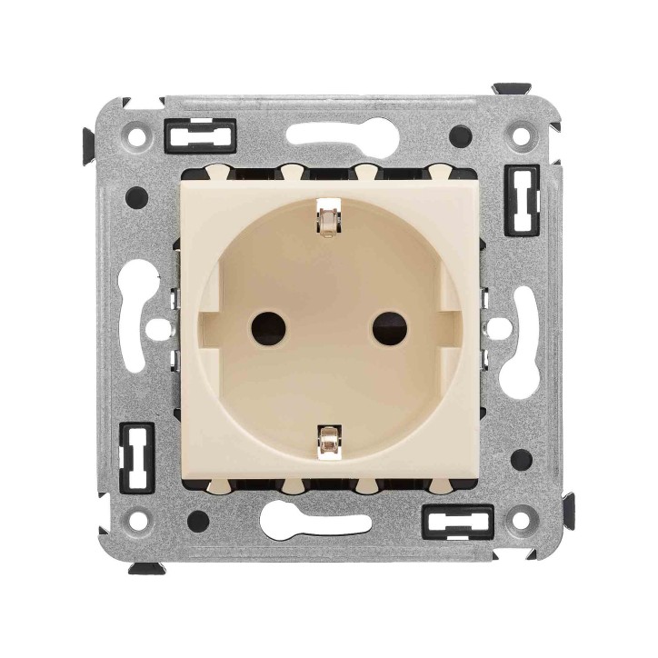 Avanti Розетка в стену, 2P+E, с защитными шторками, ''Ванильная дымка''