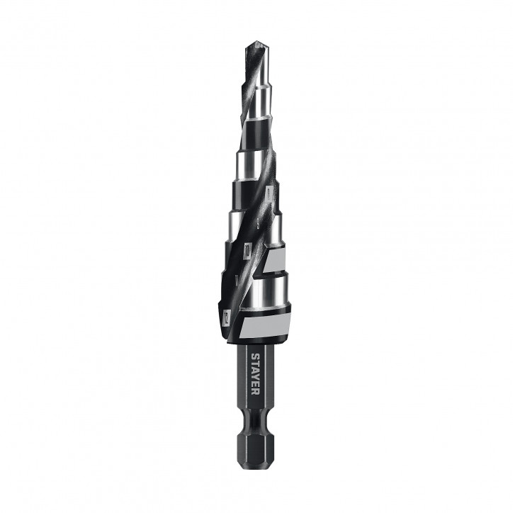 Сверло ступенчатое, винтовая спираль, Pro-Max 4-12 мм, 9 ступеней
