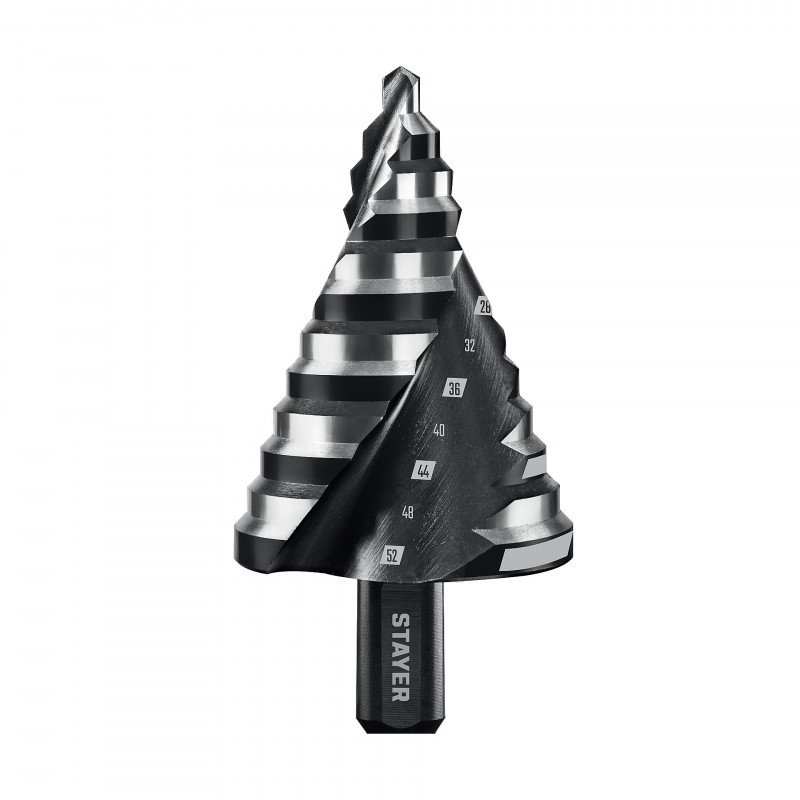 Сверло ступенчатое, винтовая спираль, Pro-Max 6-52 мм, 12 ступеней