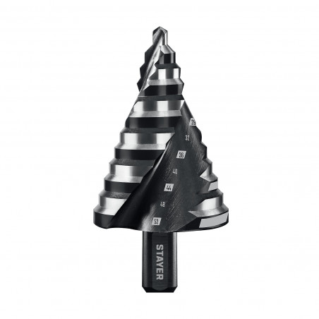 Сверло ступенчатое, винтовая спираль, Pro-Max 6-52 мм, 12 ступеней