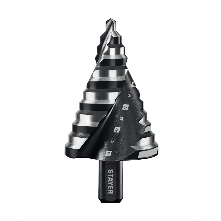 Сверло ступенчатое, винтовая спираль, Pro-Max 6-52 мм, 12 ступеней