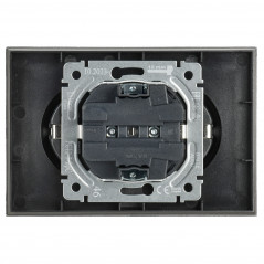 BRITE Розетка двойная с заземлением без защитных шторок 16А в сборе РС12-3-БрС сталь