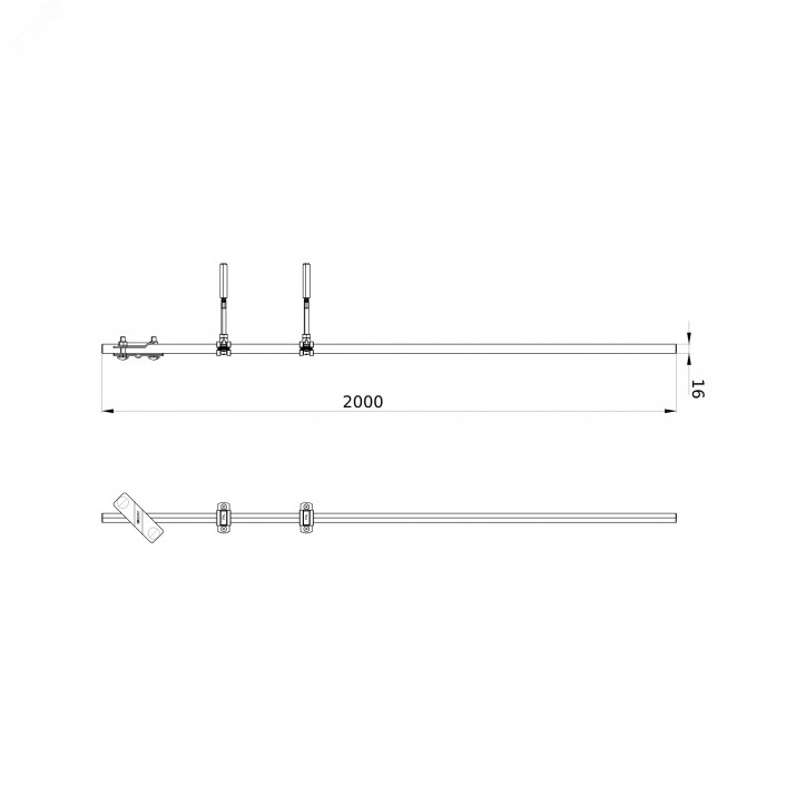Молниеприемник с держателями 2000 мм Молниеприемник с держателями 2000 мм