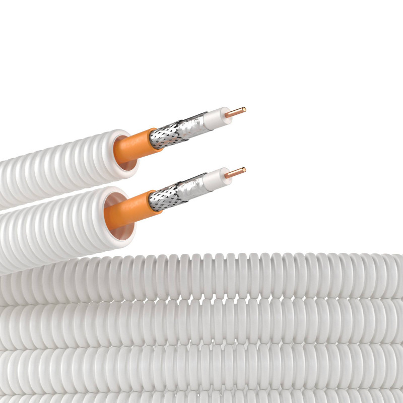 Элетротруба из ПЛЛ не содержит галогенов гибкая гофрированная д.20мм цвет белый с SAT нг(А)-HF 50м